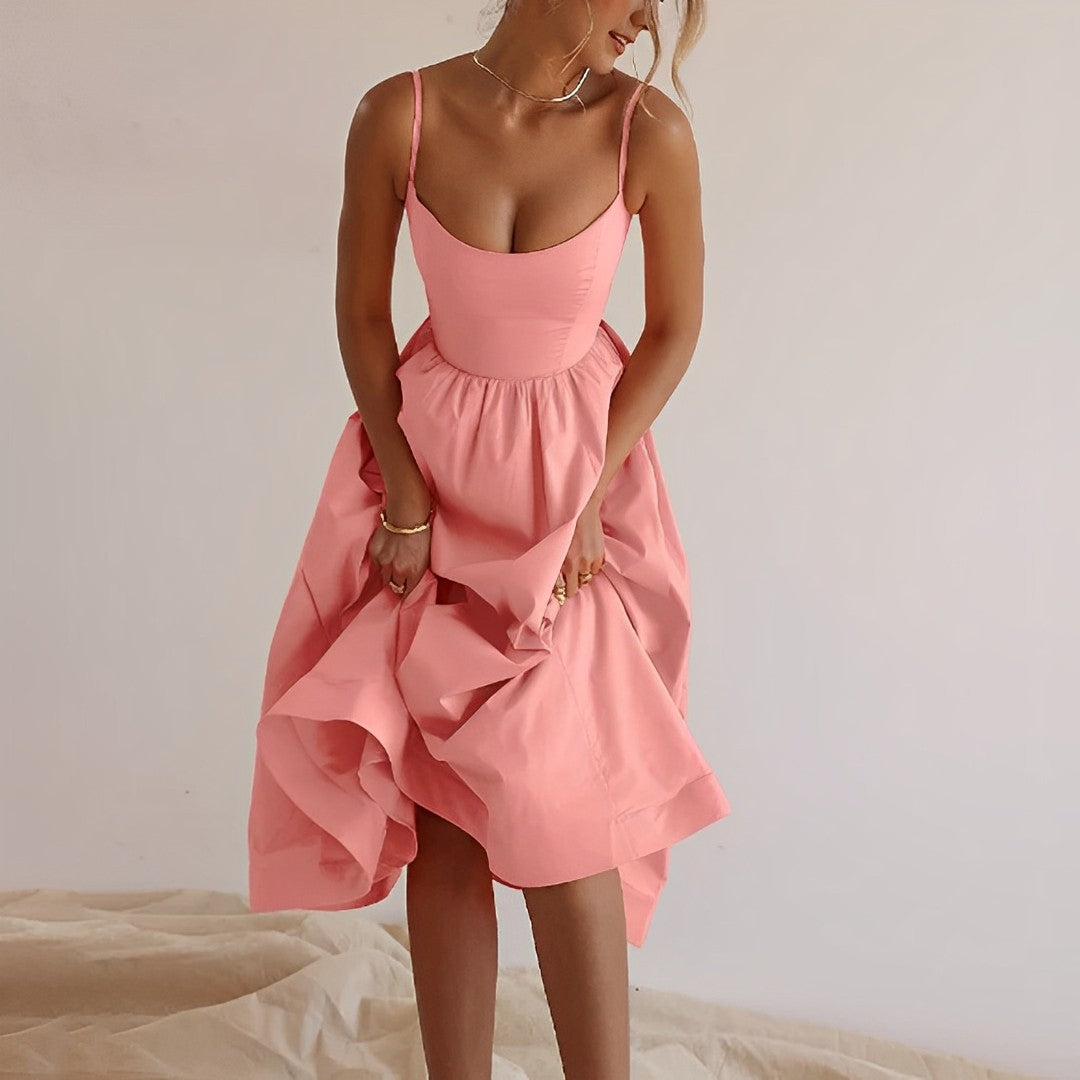 Damenkleid Raffenschnitt Feine Träger Sommer