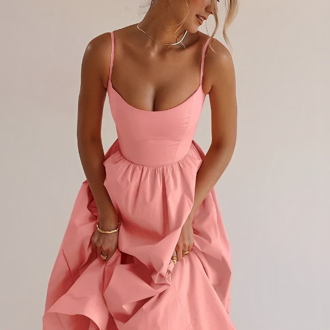 Damenkleid Raffenschnitt Feine Träger Sommer