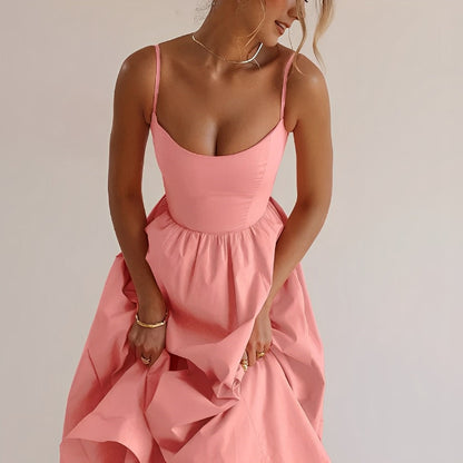 Damenkleid Raffenschnitt Feine Träger Sommer