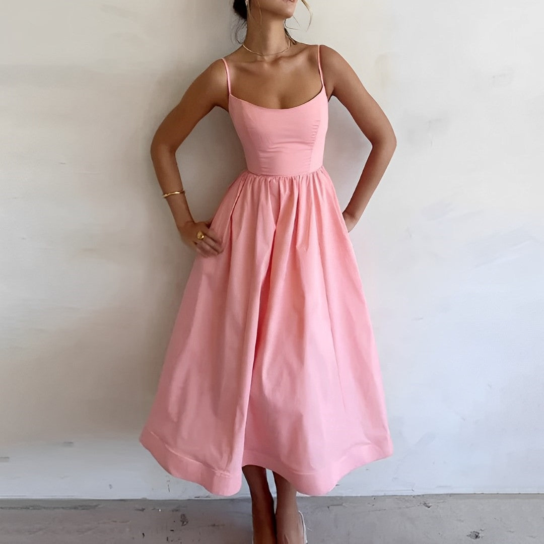 Damenkleid Raffenschnitt Feine Träger Sommer - Norvielle