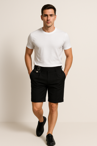 Herren Shorts Maßgeschneidert mit Falten und Schnallen - Norvielle