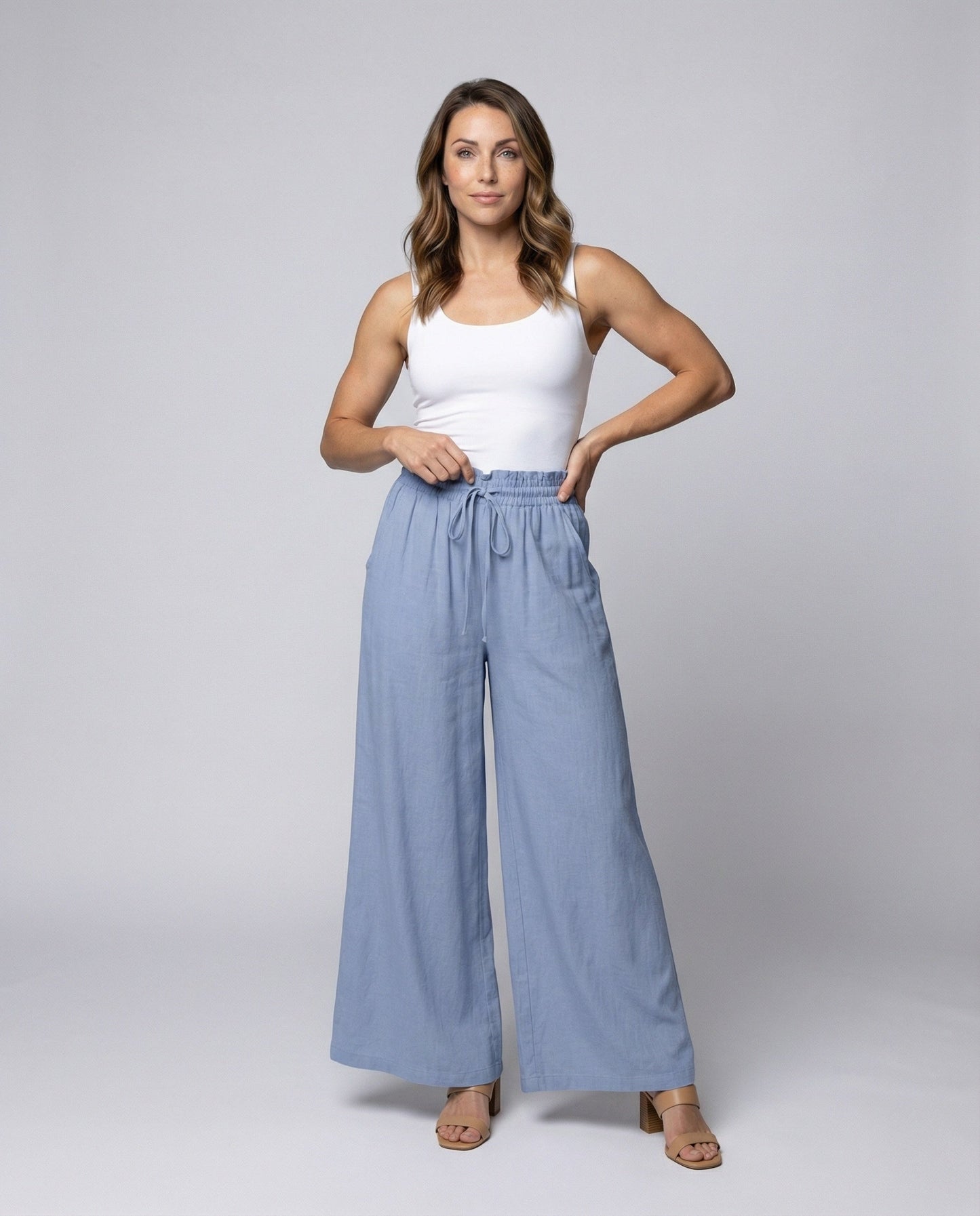 Damen Palazzo-Hose Elastisch Luftig Mit Seitentaschen - Norvielle