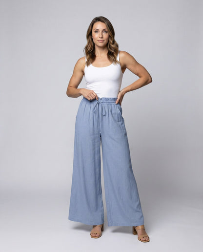 Damen Palazzo-Hose Elastisch Luftig Mit Seitentaschen - Norvielle