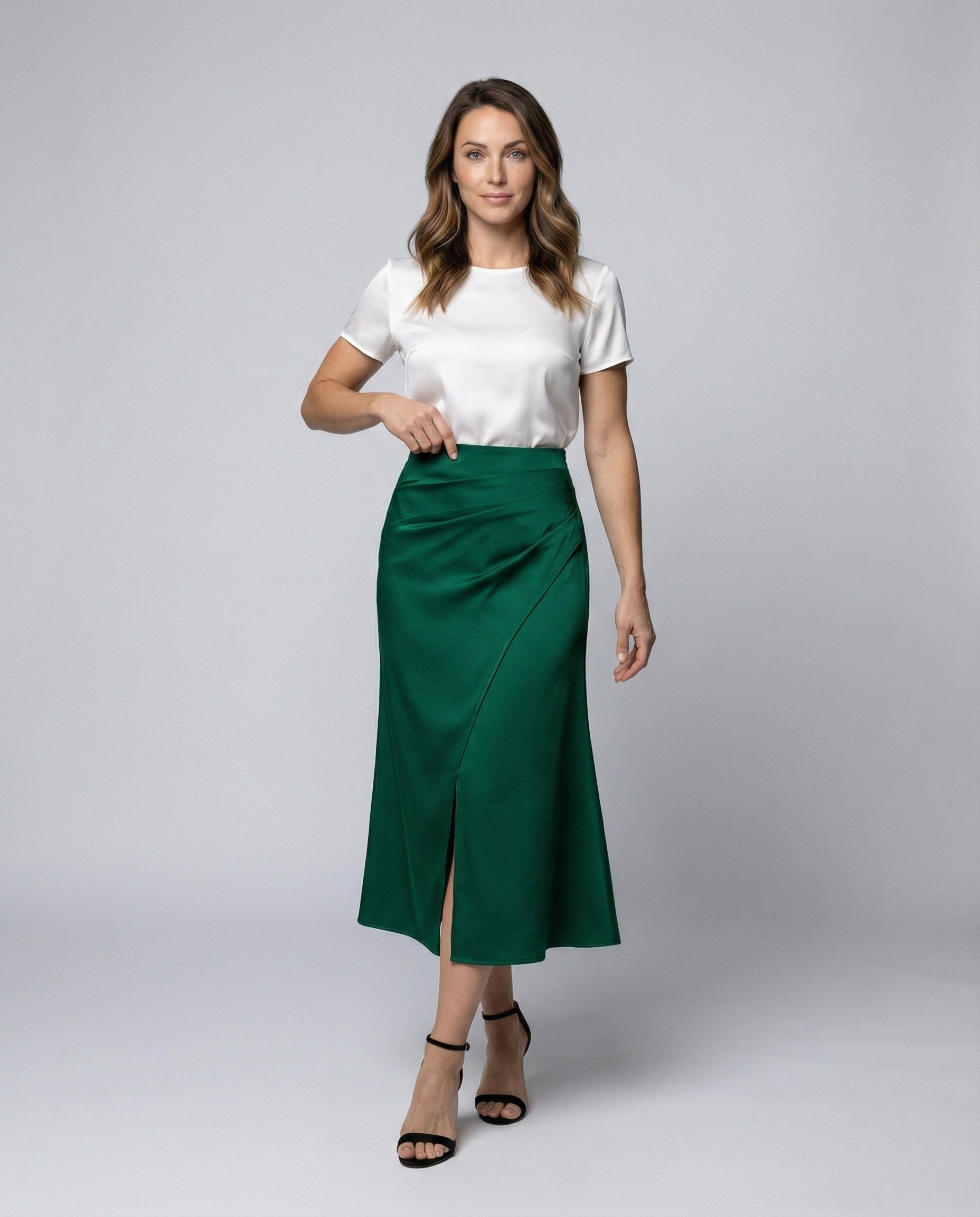Damen Wickelrock Fließend Elegant Dunkelblau - Norvielle