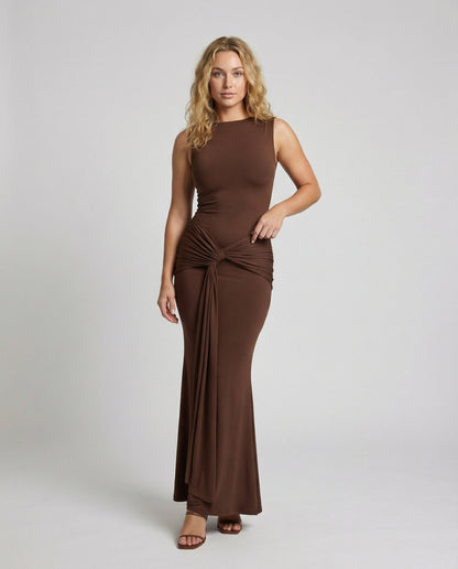 Damen Maxi-Kleid Elegant Wickel Design Hochschlitz - Norvielle