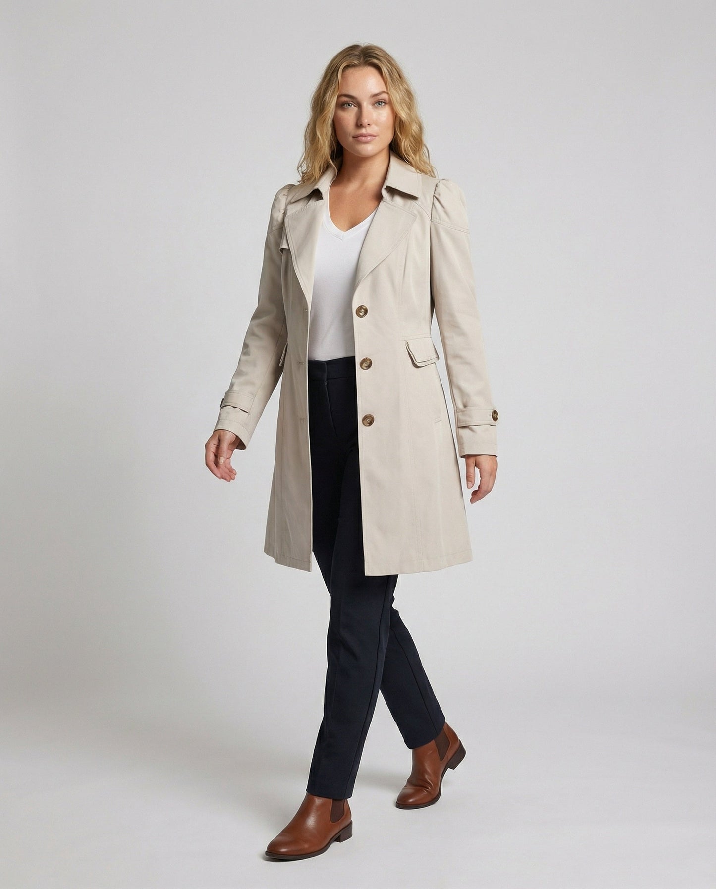 Damen Trenchcoat Schwarz Elegantes Design - Norvielle