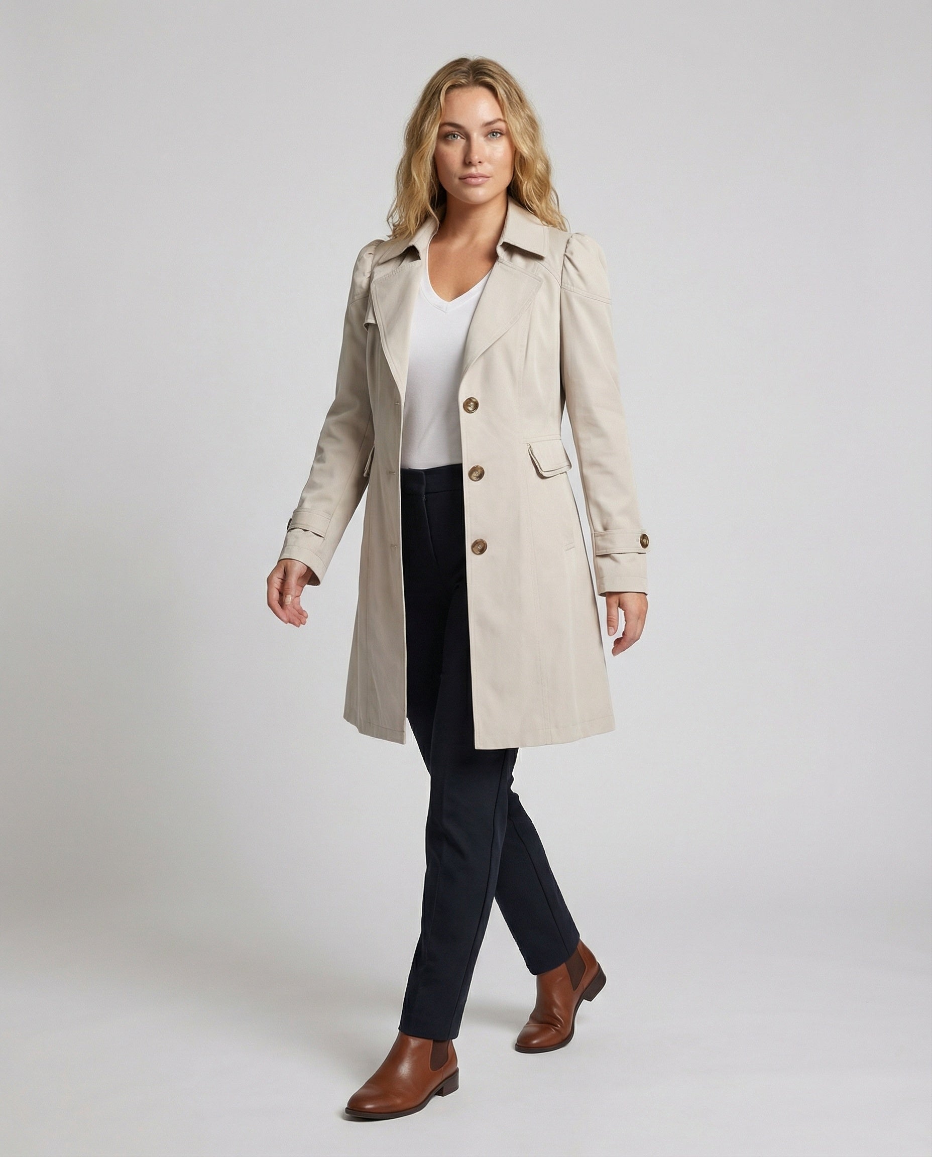 Damen Trenchcoat Schwarz Elegantes Design - Norvielle