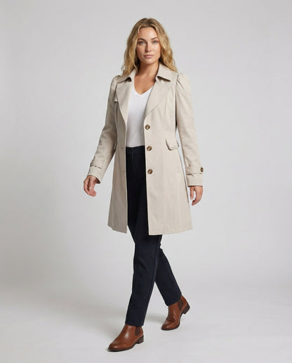 Damen Trenchcoat Schwarz Elegantes Design - Norvielle