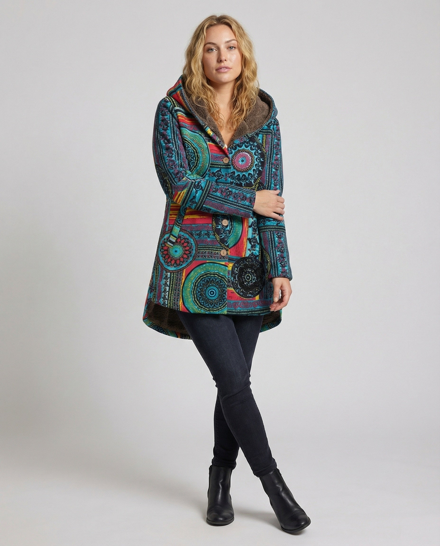 Damen Wintermantel Modern Wollig Schwarz - Norvielle