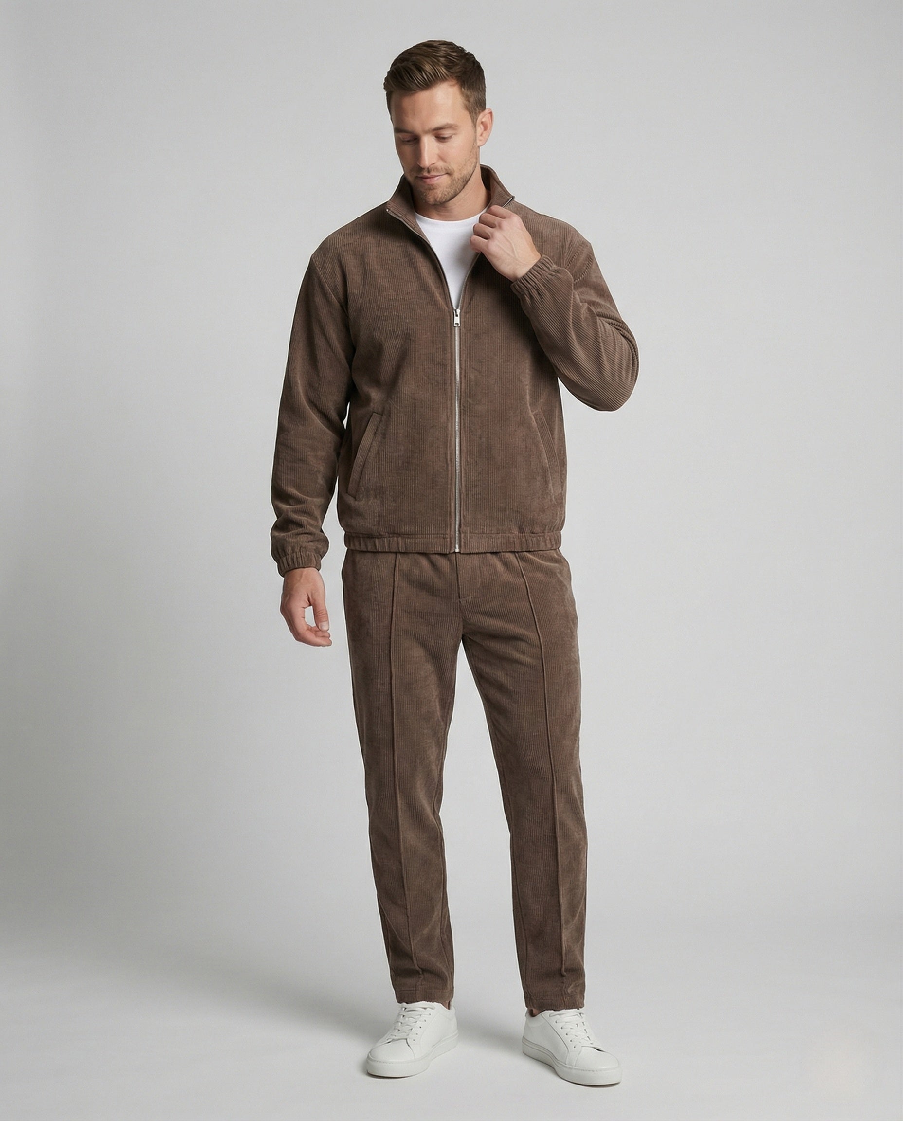 Herren Fleece Jogginganzug Bequem Reißverschluss Schwarz - Norvielle
