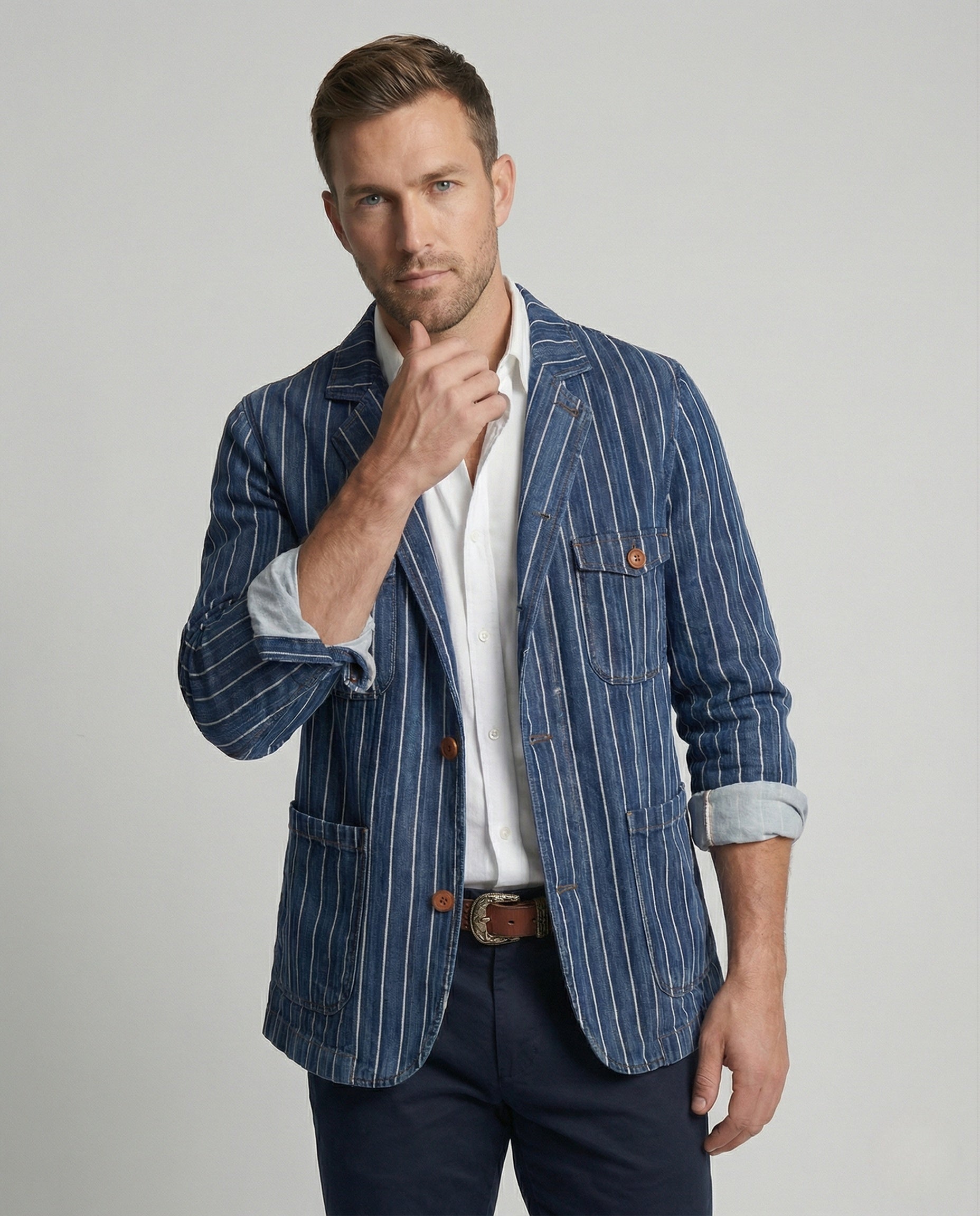 Herren Strickjacke Streifenmuster Slimfit Schwarz - Norvielle