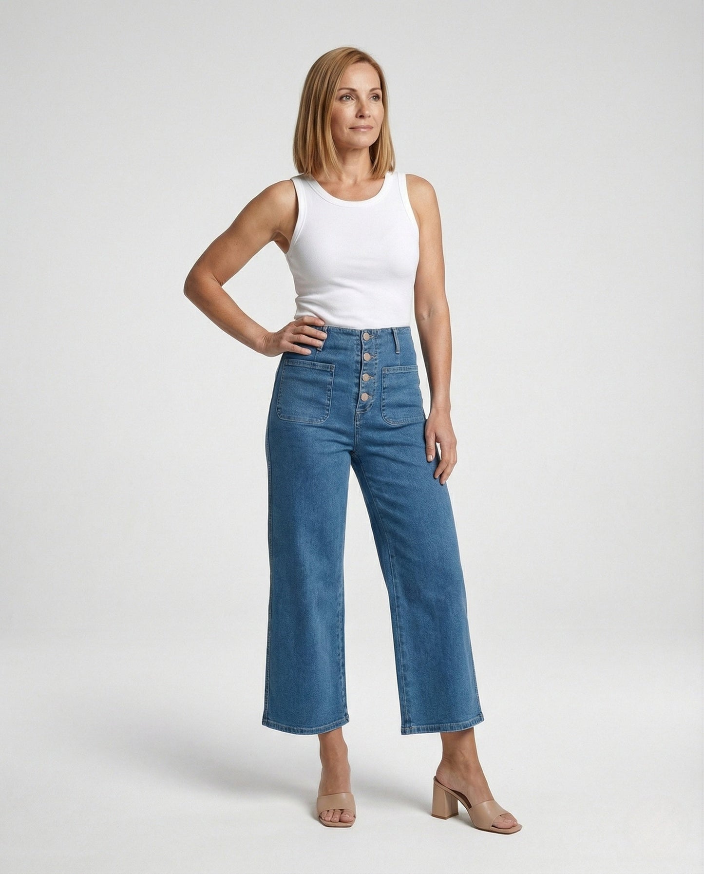 Damen High-Waist Jeans Bequem Elegant Schwarz - Norvielle