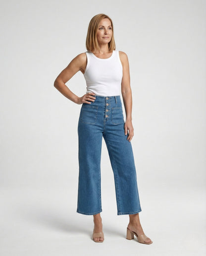 Damen High-Waist Jeans Bequem Elegant Schwarz - Norvielle