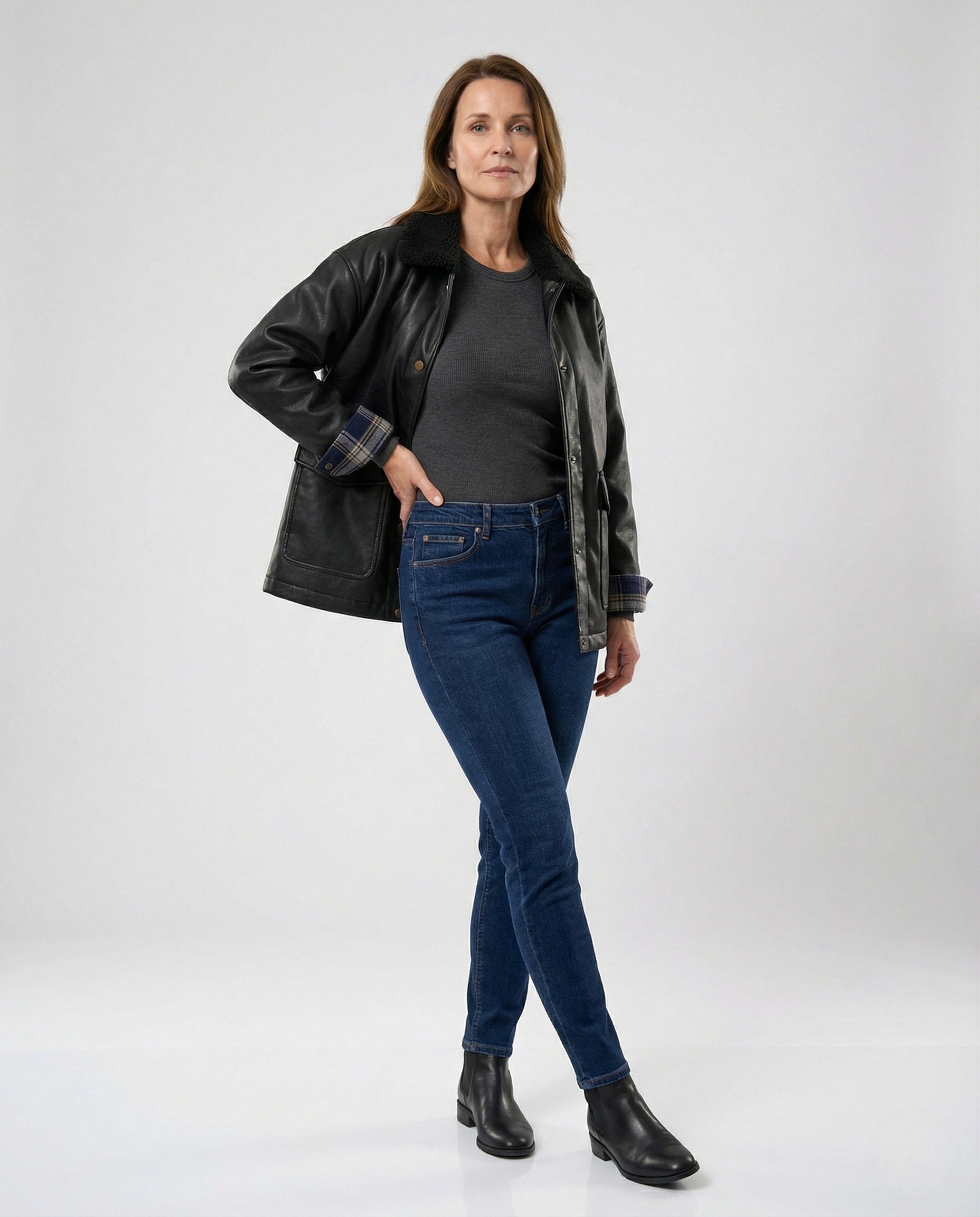Damen Übergangsjacke Schwarz Große Größen - Norvielle