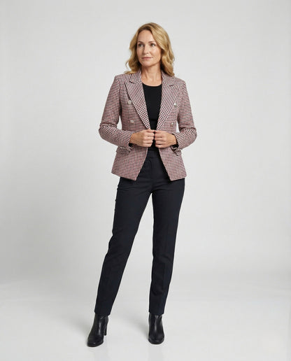 Damen Blazer Klassisch Karo Schwarz Weiß - Norvielle