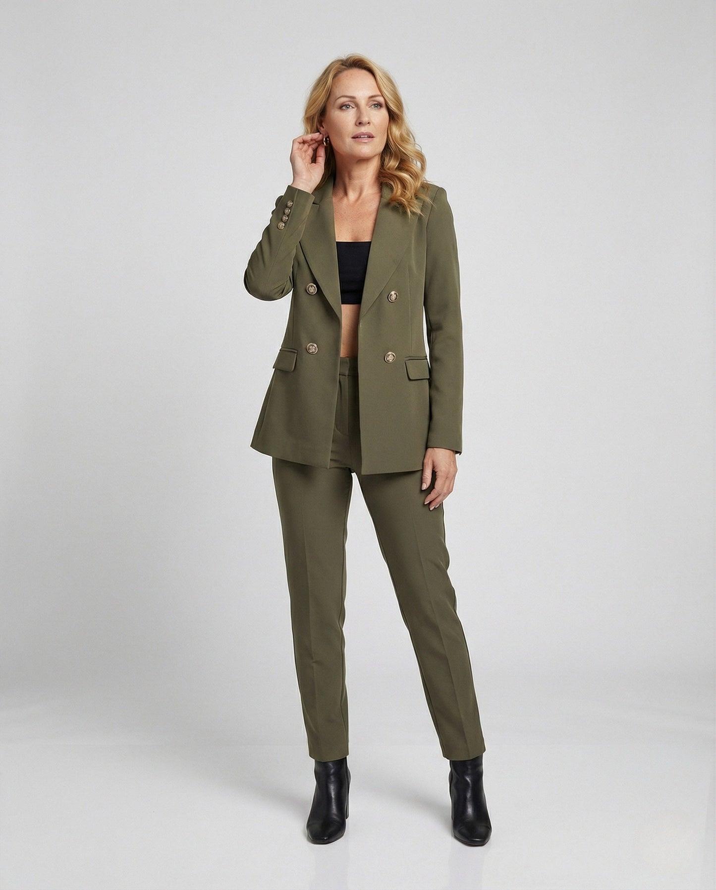 Damen Blazer Doppelknopf Schwarz - Norvielle