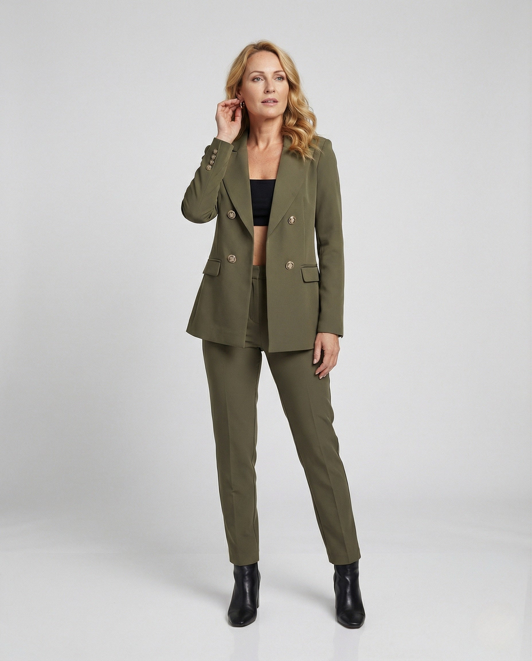 Damen Blazer Doppelknopf Schwarz - Norvielle