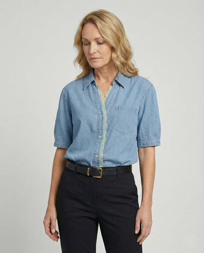 Damen Bluse Spitze Blumenmuster Chic - Norvielle