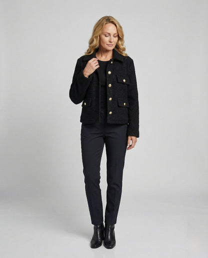 Damen Fleecejacke Warm Mit Taschen Schwarz - Norvielle