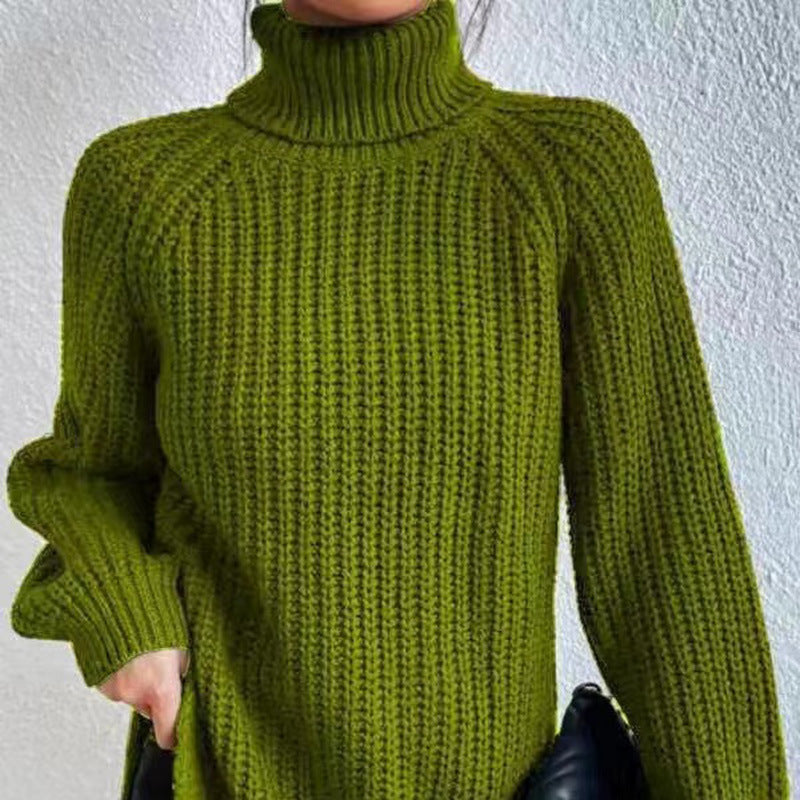 Damen Rollkragenpullover Warm Rippstruktur Winter