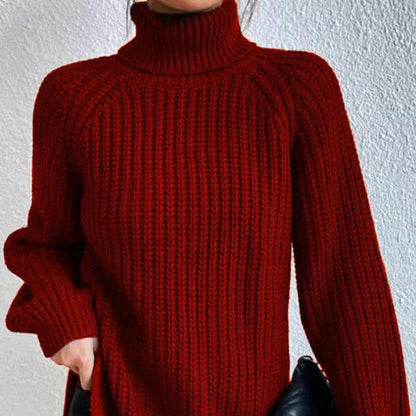 Damen Rollkragenpullover Warm Rippstruktur Winter