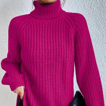 Damen Rollkragenpullover Warm Rippstruktur Winter