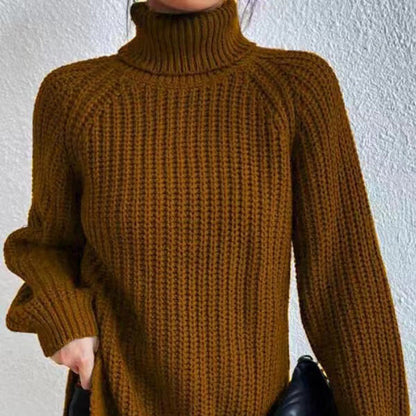Damen Rollkragenpullover Warm Rippstruktur Winter