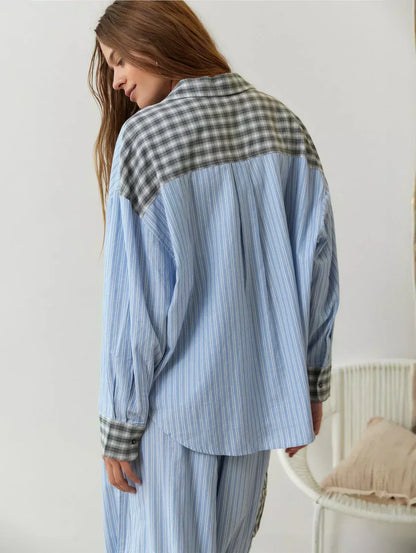 Damen Kariertes Zweiteiliges Set Frühjahr Modern