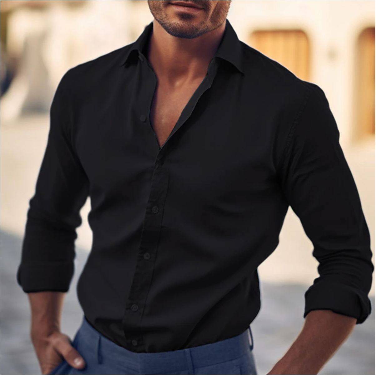 Herren Klassisches Slimfit Hemd Modern