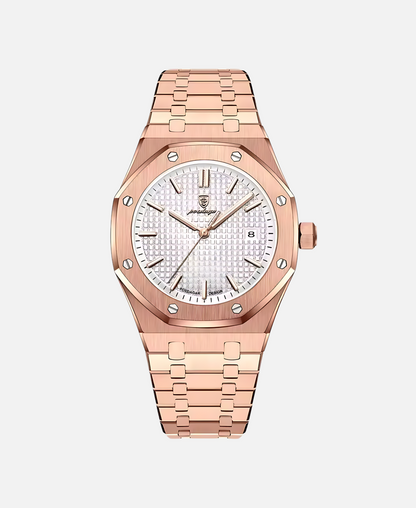 Herren Armbanduhr Edelstahl 41mm Elegant es Lederband