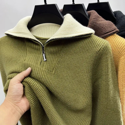 Herren Pullover Stehkragen Reißverschluss Sportlich