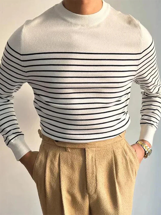 Herren Strickpullover Merinowolle Gestreift Warm - Norvielle