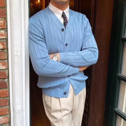 Herren Strickjacke V-Ausschnitt Elegant Modern