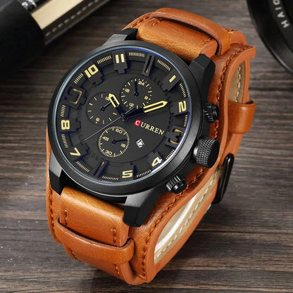 Herren Chronograph Armbanduhr Leder