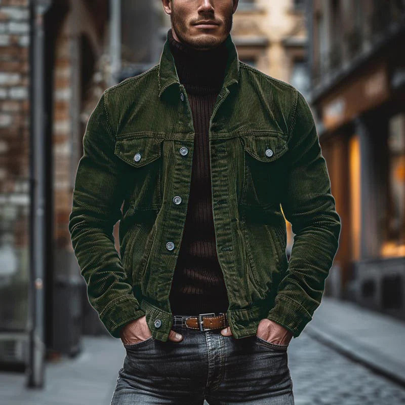 Herren Lederjacke Einreiher Vintage Stil Leder