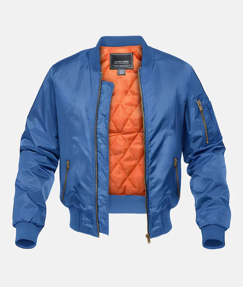 Herren Bomberjacke Wasserdicht Warm Pilotenjacke Schwarz - Norvielle