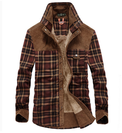 Herren Winterjacke Flanell Warm Stehkragen Schwarz - Norvielle