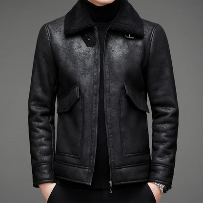 Herren Lederjacke Vintage Ledermantel Elegant