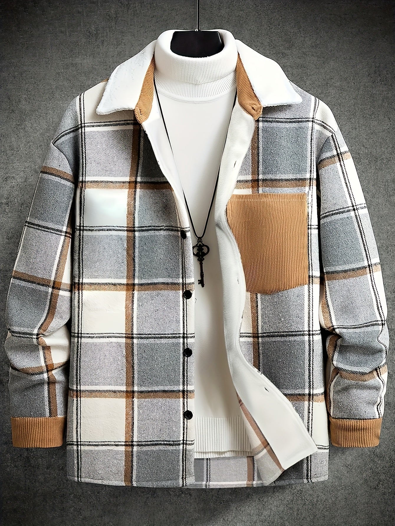 Herren Übergangsjacke Karomuster Lässig Modern
