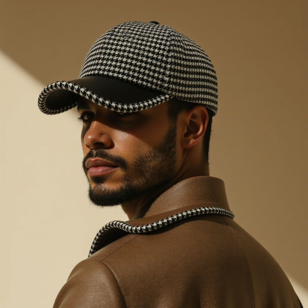 Herren Leder Mütze Elegant