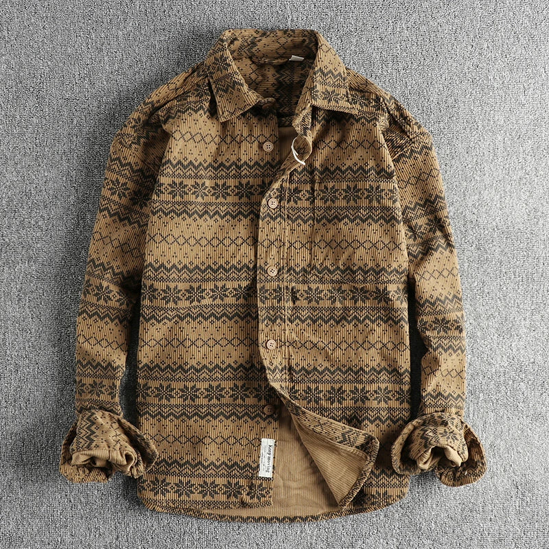 Herren Cordhemd Blau Retro Freizeit - Norvielle