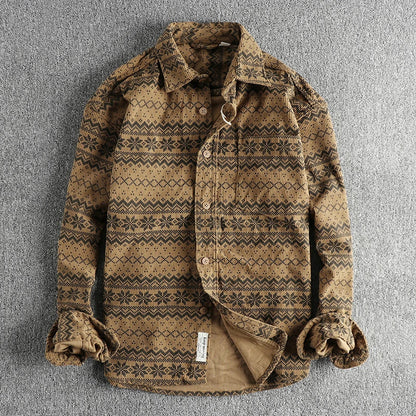 Herren Cordhemd Blau Retro Freizeit - Norvielle