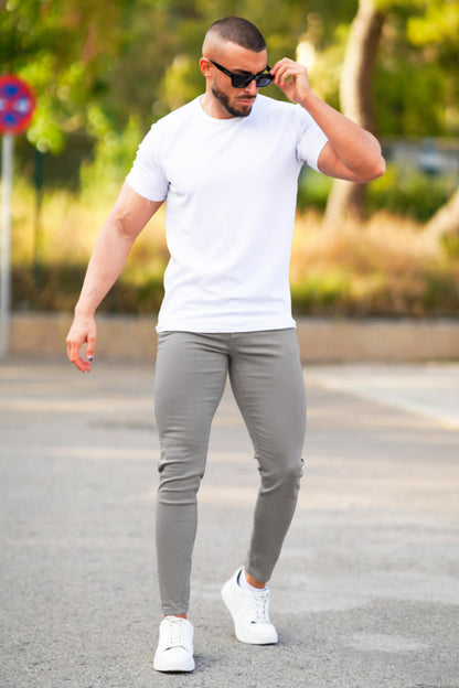 Herren Jeans Slim Fit Hellgrau