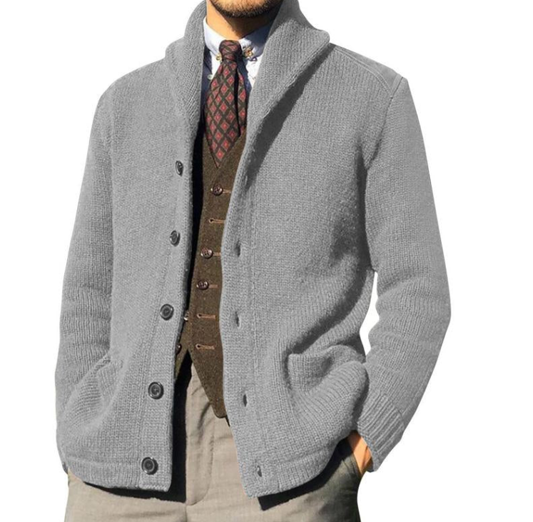 Herren Jacke Klassisch Gestrickt Knöpfe