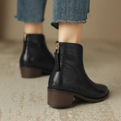 Damen Stiefelette Leder Elegant Blockabsatz