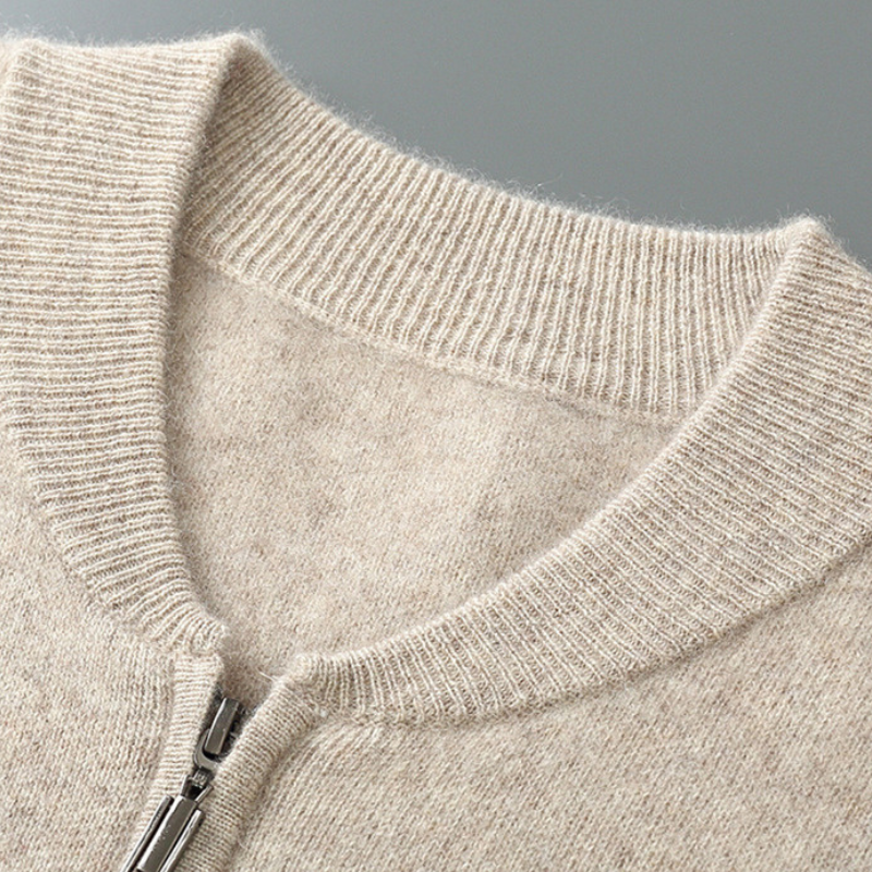 Herren Strickjacke Wollwarm mit Reißverschluss