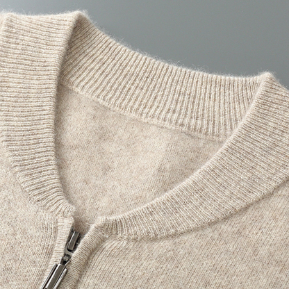 Herren Strickjacke Wollwarm mit Reißverschluss