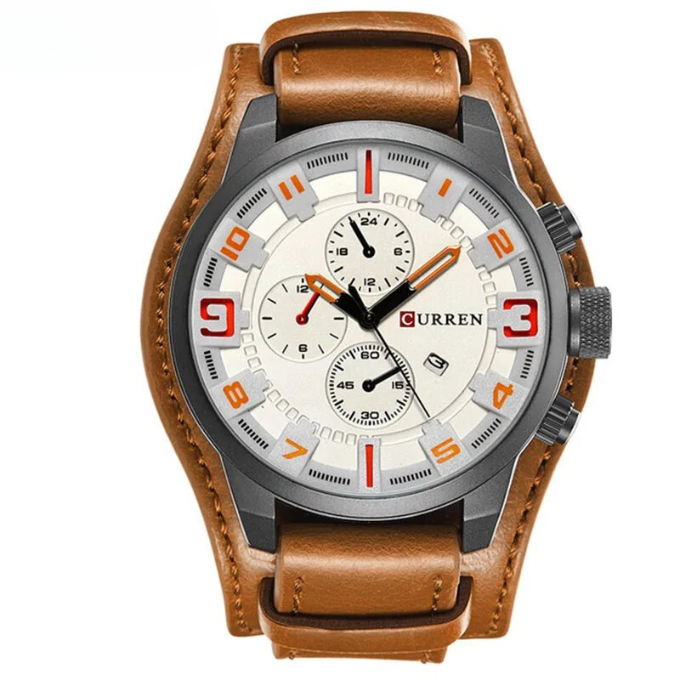 Herren Chronograph Armbanduhr Leder