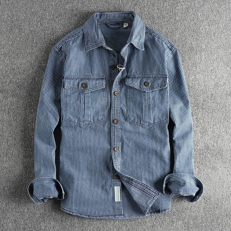 Herren Denim-Hemd Vintage-Blau - Norvielle