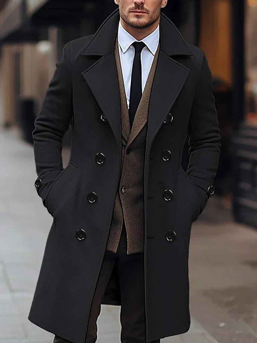 Herren Wollmantel Klassisch Warm Braun